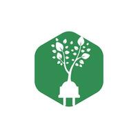 Ökostrom-Logo-Konzept. elektrisches Steckersymbol mit Baum. vektor