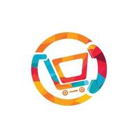 Shopping-Call-Vektor-Logo-Design-Vorlage-Illustration. Warenkorb und Hörer-Symbol. vektor