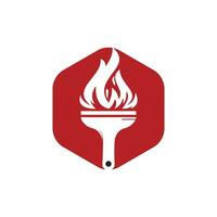Feuerpinsel-Vektor-Logo-Design-Vorlage. Hausinspektion und Hausschutz-Vektor-Logo-Design. vektor