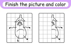 slutföra bilden aubergine. kopiera bilden och färgen. avsluta bilden. målarbok. pedagogiskt ritövningsspel för barn vektor