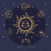 Sol och astrologi symboler vektor