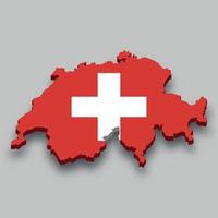 3d isometrisk Karta av schweiz med nationell flagga. vektor