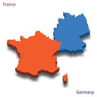 3d isometrisk Karta Frankrike och Tyskland, fransk-tyska relationer vektor