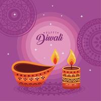 Lycklig diwali text vykort vektor