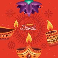 glückliche Diwali-Schriftzugkarte vektor
