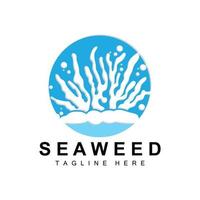 tång logotyp design, under vattnet växt illustration, kosmetika och mat Ingredienser vektor
