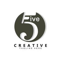 nummer 5 fem logotypdesign, premium enkel ikonvektor, lämplig för företag, banner, klistermärke, produktmärke vektor