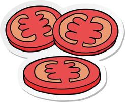 klistermärke av en skivad tomater tecknad serie vektor