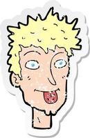 Retro-Distressed-Aufkleber eines Cartoon-Mannes, der die Zunge herausstreckt vektor