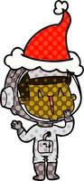 Lachende Comic-Illustration eines Astronauten mit Weihnachtsmütze vektor