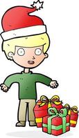 Cartoon-Junge mit Weihnachtsgeschenk vektor