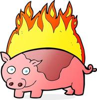 Cartoon-Schwein in Brand Cartoon vektor
