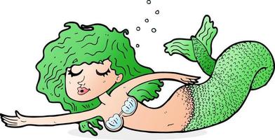 tecknad serie sjöjungfru med grön haid vektor