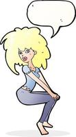 tecknad serie kvinna med stor hår med Tal bubbla vektor