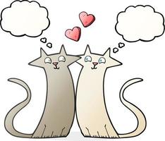 freehand dragen trodde bubbla tecknad serie katter i kärlek vektor