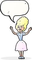 Cartoon glückliche Frau der 1950er Jahre mit Sprechblase vektor