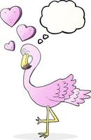Freihändig gezeichneter Gedankenblasenkarikatur-Flamingo in der Liebe vektor