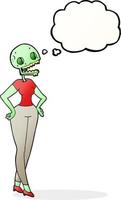 Freihändig gezeichnete Gedankenblase Cartoon Zombie Frau vektor