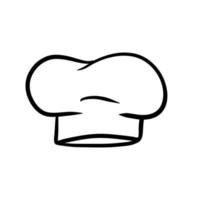 Kochmütze. Holzlöffel. Weiße Kleidung kochen. Element des Restaurant- und Café-Logos. Skizze Cartoon gezeichnete Illustration vektor