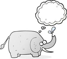 Freihändig gezeichneter Gedankenblasen-Cartoon-Elefant vektor
