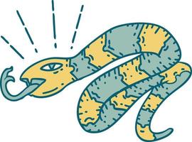 illustration av en traditionell tatuering stil väsande orm vektor