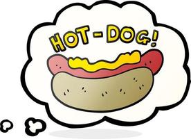 Freihändig gezeichneter Gedankenblasen-Cartoon-Hotdog vektor