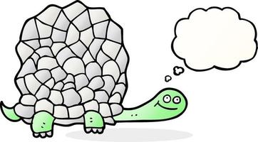 Freihändig gezeichnete Gedankenblase Cartoon-Schildkröte vektor
