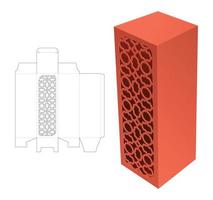 hohe verpackung mit schablonierter luxusmuster-stanzschablone und 3d-modell vektor