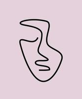 ansikte ett linje. mask illustration minimalism. linjär teckning silhuett ansikte. porträtt - Fantastisk konst vektor