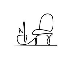 Sessel einzeilige Silhouette. stuhlillustrationsminimalismus. Strichzeichnung, erstaunliche Kunst. Logo-Innenseite vektor
