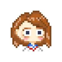 Pixel-Art-Stil, alter Videospiel-Stil, Retro-Stil 18 Bit, Chibi-High-School-Mädchen-Emote süß für Zwietracht oder Zucken vektor