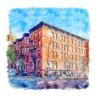 architektur new york aquarell skizze handgezeichnete illustration vektor