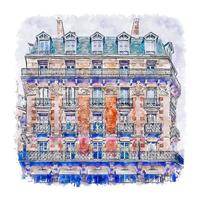 architektur paris frankreich aquarellskizze handgezeichnete illustration vektor