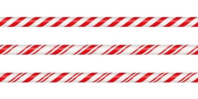 gerade linie grenze der weihnachtszuckerstange mit roten und weißen gestreiften. weihnachtsnahtlose linie mit gestreiftem bonbonlutschermuster. Weihnachtselement. Vektor-Illustration isoliert auf weißem Hintergrund vektor