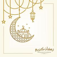 ramadan kareem, eid mubarak grußlinie symbol minimales und einfaches vektordesign mit schöner leuchtender laterne und elegantem halbmondstern für hintergrund und banner vektor