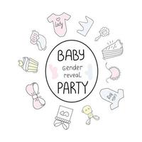 Set von Baby-Geschlechtsenthüllungsparty vektor