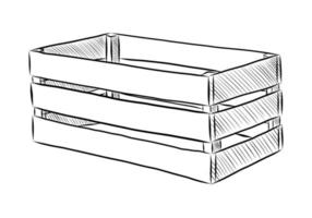 schwarze Vektordarstellung einer Holzkiste isoliert auf weißem Hintergrund vektor