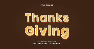 Thanksgiving-Texteffekt mit 3D-Schriftart vektor