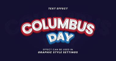 Columbus Day Texteffekt mit 3D-Buchstaben vektor