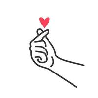 mini ich liebe dich hand clip art in rosa farbe, koreanisch herz finger ich liebe dich zeichen symbol vektor linie kunst illustration aufkleber design soziale medien, ich liebe dich geste