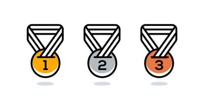 1. 2. 3. Medaille Erster Platz Zweiter Dritter Preisträger Abzeichen Garantie Gewinner Preis Band Symbol Zeichen Symbol Logo Vorlage Vektor Clip Art Illustration