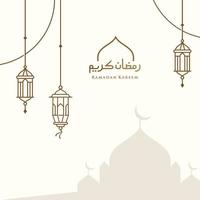 ramadan kareem, eid mubarak grußlinie symbol minimales und einfaches vektordesign mit schöner leuchtender laterne und elegantem halbmondstern für hintergrund und banner vektor