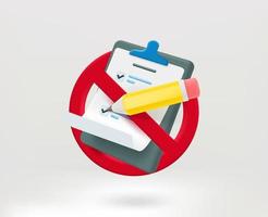 Büroklammer mit Checkliste und Bleistift. kein Agendakonzept. 3D-Vektor-Illustration vektor