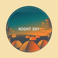 Camping mit Zelt und schönem Nachthimmel. Landschaftsvektorillustration. Abzeichen-Camp-Vektor vektor