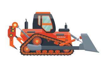 Orange Bulldozer isoliert. Symbol. Raupe. Fahrzeug zum Schieben, Handhaben, Bauen. schwere Maschinerie. flache vektorillustration. vektor