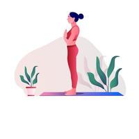 Illustration einer Frau, die Yoga für die Feier des Yoga-Tages macht. vektor