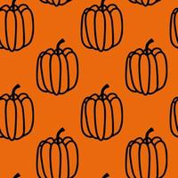 Vektor Halloween Musterdesign Kürbisse Cliparts auf der Orange. lustige, niedliche illustration für saisonales design, textil, dekoration kinderspielzimmer oder grußkarte. handgezeichnete drucke und gekritzel.