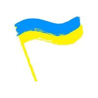 hand gezeichnetes ukraine-flaggenbürstenkonzept. Flagge der Ukraine Grunge-Stil isoliert auf weißem Hintergrund. Grunge-Pinselstrich mit ukrainischer Nationalflagge. Aquarellmalerei Flagge der Ukraine mit Stockgriff vektor