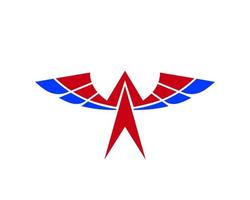 Vektorillustration eines Flügelzeichensymbols. kann für alles verwendet werden, was mit Fliegen, Luftfahrt, Superhelden, Fracht, Kurierdiensten zu tun hat vektor