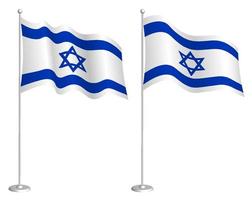 Israel flagga på flaggstång vinka i de vind. Semester design element. kontrollstation för Karta symboler. isolerat vektor på vit bakgrund